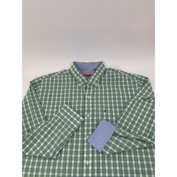 IZOD Mens Two Pack Long Sleeve Button Down Shirts Red Plaid Green Plaid XL - Picture 2 of 8